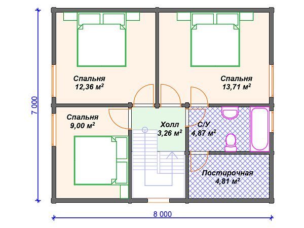 Проект деревянного дома с мансардой S4-104 (ДС-083)