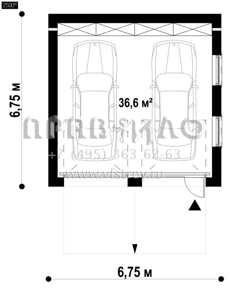 Проект классического гаража на два автомобиля SG3-36-2 (Zg11)