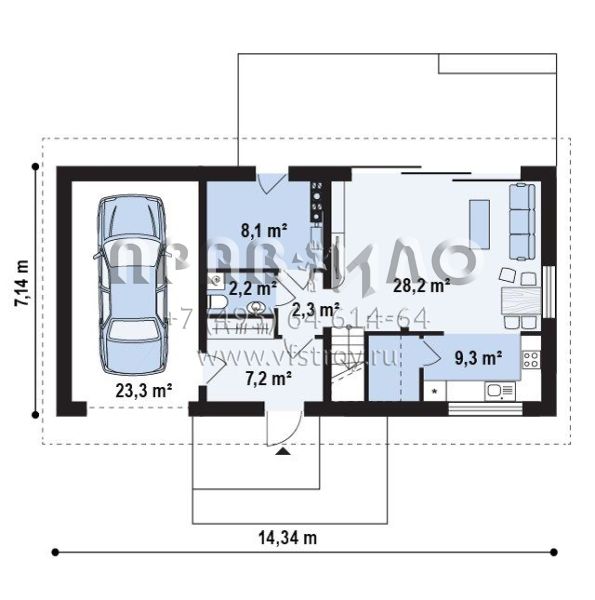 Проект экономичного частного дома с двускатной крышей  S3-158-2 (Z232)