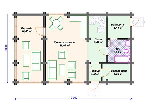 Проект деревянного дома с 3 спальнями S4-134 (ДС-158)