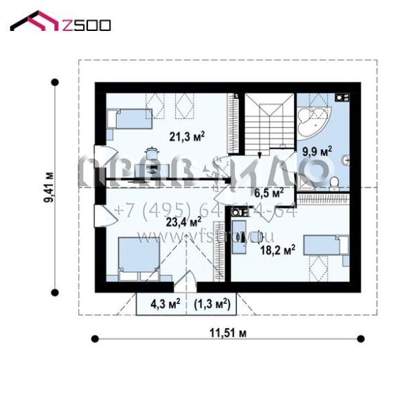 Проект современного светлого одноэтажного дома с мансардой, эркером и балконом S3-158-6 (z128 pk)