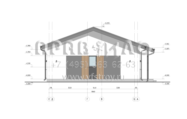 Проект дома из двухслойных ж/б панелей с тремя спальнями SP2-120-1 (1А-120-1СК)
