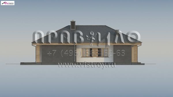 Проект одноэтажного дома с просторной гостиной и тремя спальными комнатами S3-121-4 (Z348)