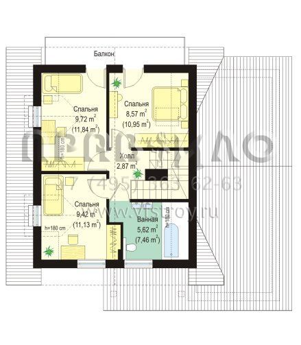  Проект коттеджа с балконом  S8-142 (Алиция)