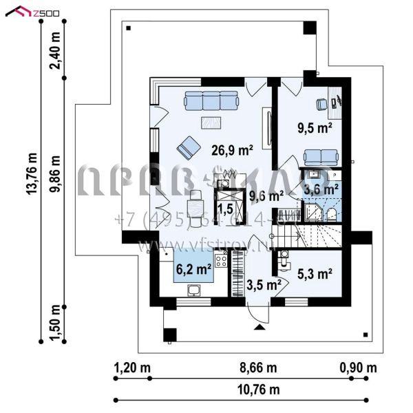 Проект стильного двухэтажного дома с пятью комнатами S3-127-9 (z551)