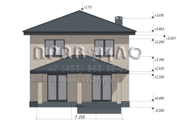 Проект строгого классического двухэтажного дома  S-113
