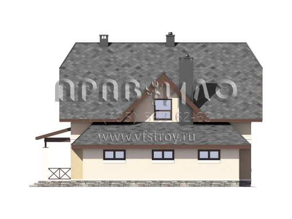 Проект загородного дома с гаражом и эркером S7-184 (3-42c)