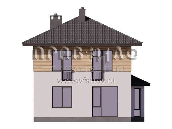Проект двухэтажного дома с эркером s7-136 (3-46b)