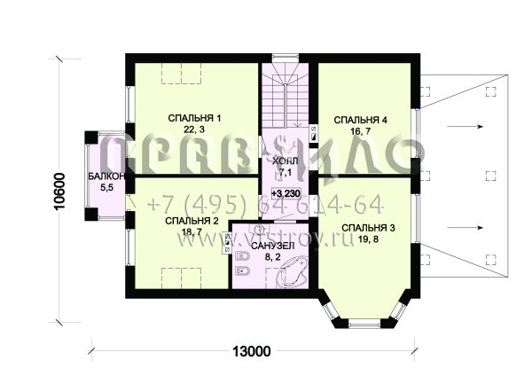 Проект двухэтажного дома с трехгранным эркером S7-194(3-16)