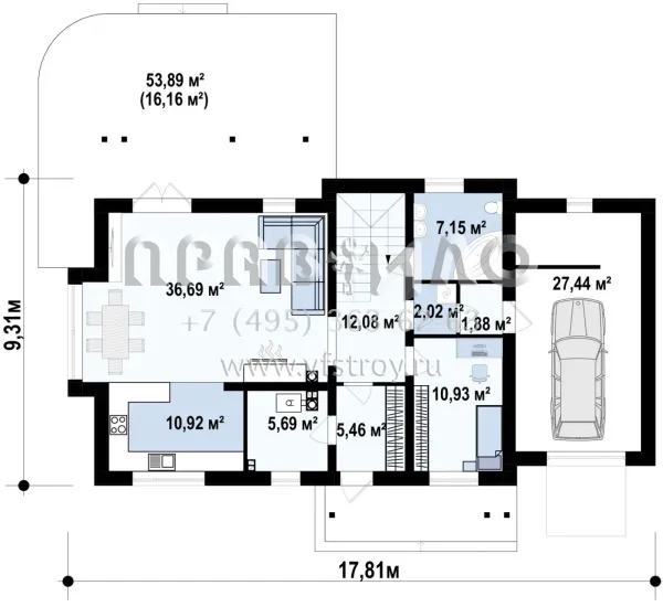 Проект комфортабельного дома с крытой террасой S3-218 (Z103)