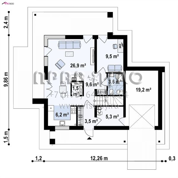 Проект двухэтажного дома в стиле хайтек S3-147-6 (Zx92 GP)