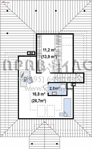 Проект компактного загородного дома с двухсторонним камином и кабинетом-спальней в мансарде S3-110-6 (Z16 D 35)