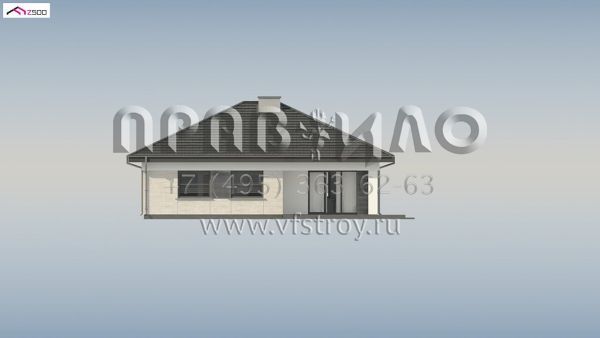 Проект одноэтажного каменного дома с большой гостиной и тремя спальнями S3-101-2 (Z332 D)