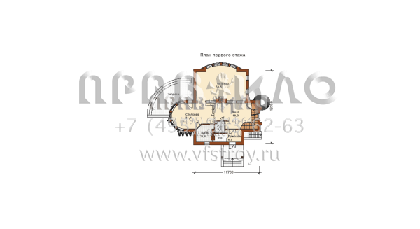 Проект дома из пенобетона и бревна по проекту K-273-1D