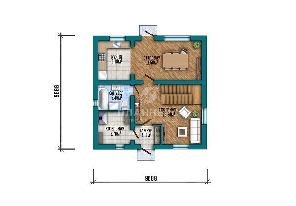 Проект с фасадом из серого кирпича и вальмовой крышей S2-120 (526-120-2)