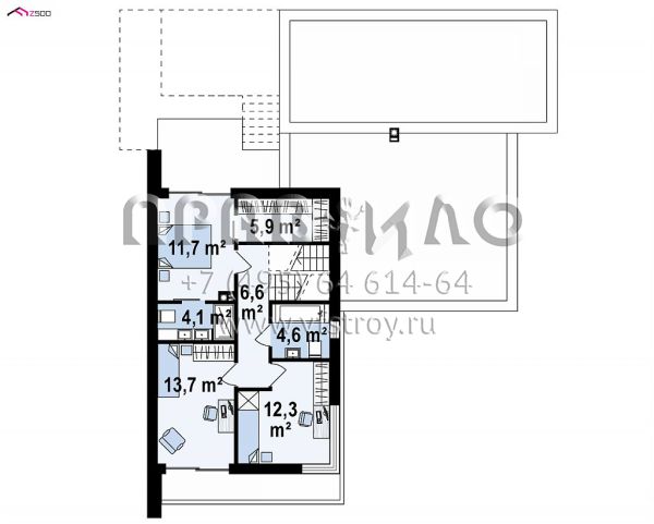 Проект комфортабельного двухуровневого дома с большим гаражом S3-206-8 (Zx151)