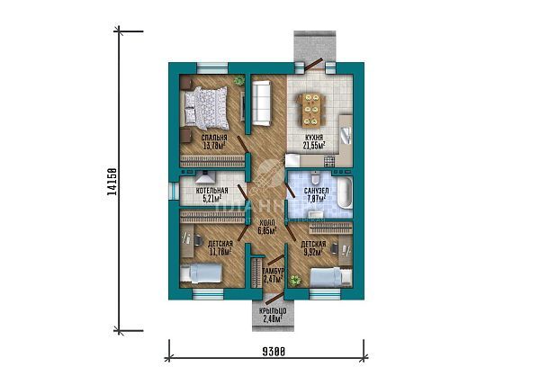 Проект компактного одноэтажного дома с продуманной планировкой S2-81 (427-81-1)