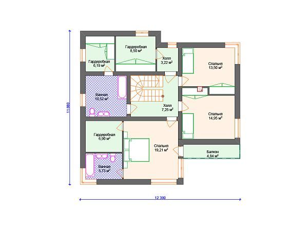 Проект каменного дома с террасой S4-256 (К-240)