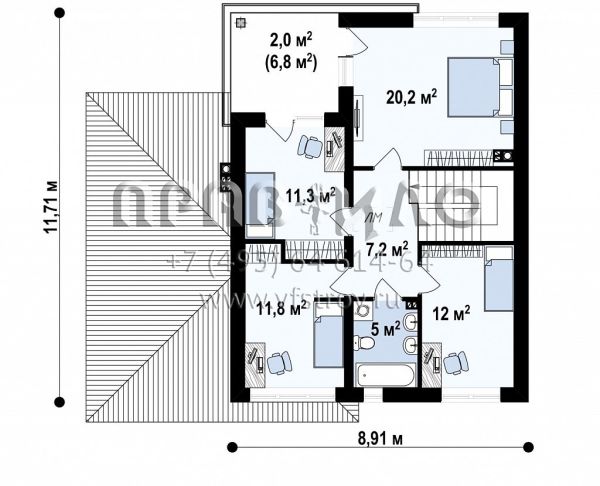 Проект современного двухэтажного дома для большой семьи с камином, гаражом и подвалом S3-254-1(Zx24 P)