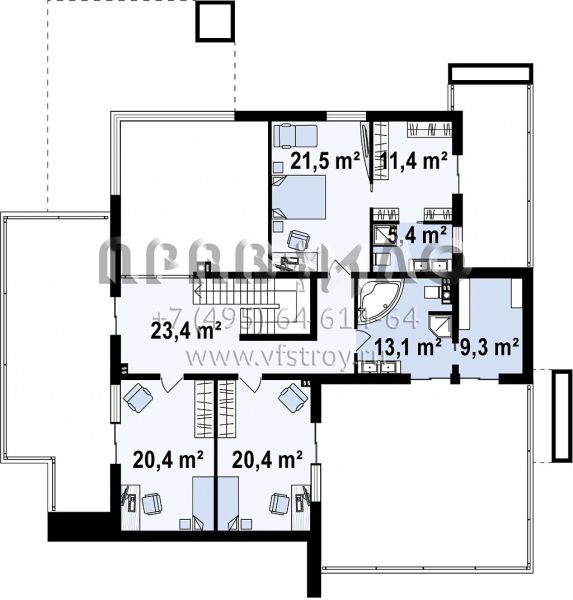 Проект комфортабельного двухэтажного особняка в стиле хайтек S3-312 (Zx127)
