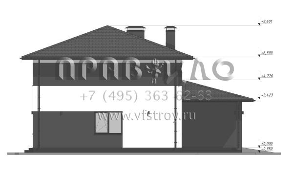 Проект стильного дома с гаражом на две машины S-216