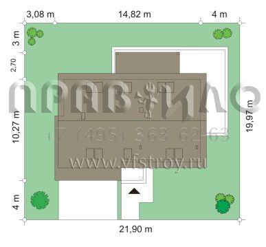Проект коттеджа с фронтальным гаражом S8-219 (Вечеринка)