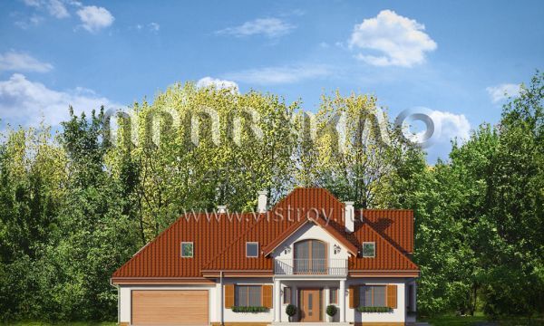 Проект дома с балконом над крыльцом S8-280-1 (Офелия)