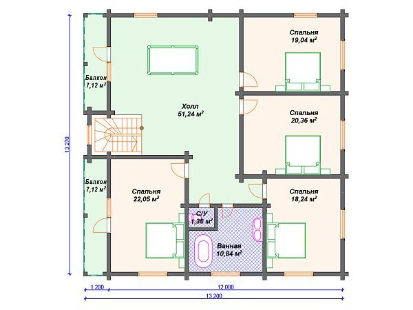 Проект комбинированного дома с мансардой S4-352 (А-013)