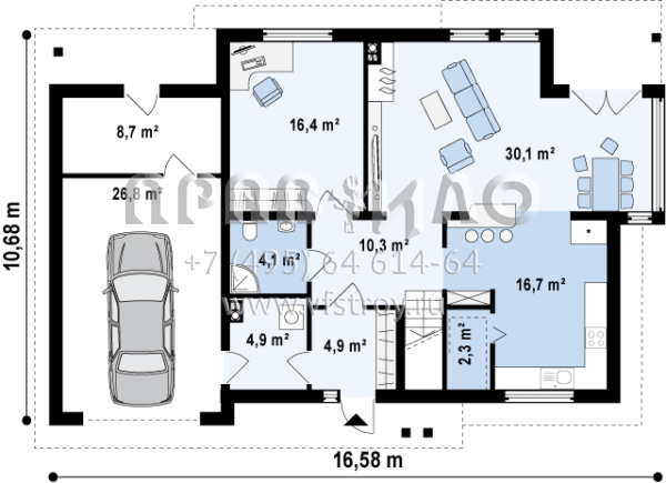 Проект двухэтажного дома с эркером в гостиной и террасой S3-206-2 (Zx12)