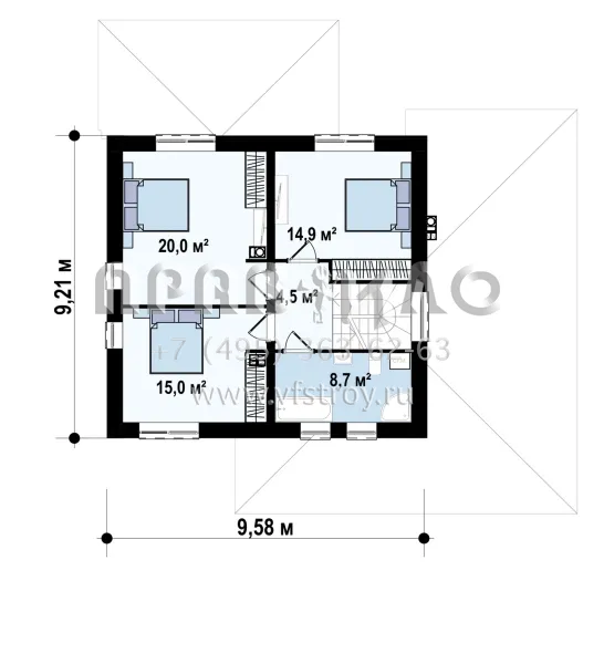 Проект комфортабельного двухэтажного дома с пятью комнатами и гаражом на один автомобиль S3-160-5 (Zz11 k pk)