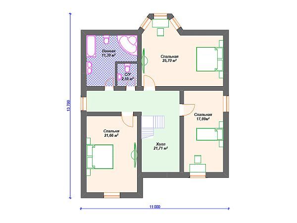 Проект каменного дома с гаражом S4-209 (К-259)