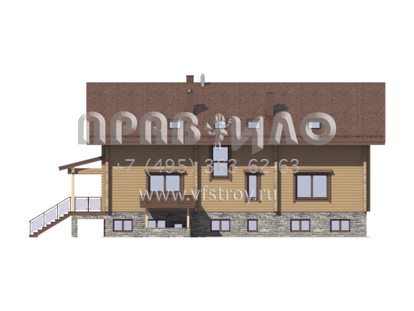 Особняк из клееного бруса с монолитным цоколем S7-390 (1-41)