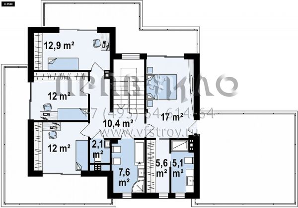 Проект современного стильного двухэтажного дома с большими террасами и двухместным гаражом s3-217-2 (Zx139)