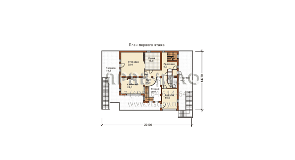 Загородный коттедж из кирпича с зоной релаксации с сауной, бассейном и бильярдом K-475-1K