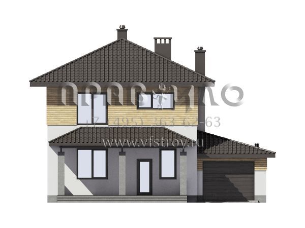 Проект двухэтажного дома с гаражом S7-158 (3-46а)