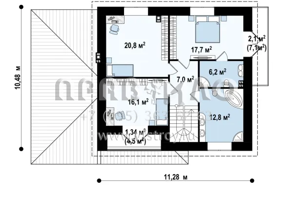 Проект просторного двухэтажного дома с гаражом S3-206-5 (Zx12 K)