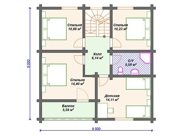 Проект деревянного дома с мансардой S4-141 (ДС-137)