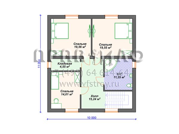 Проект дома с мансардой, 3 спальнями и гаражом S4-215 (К-058)