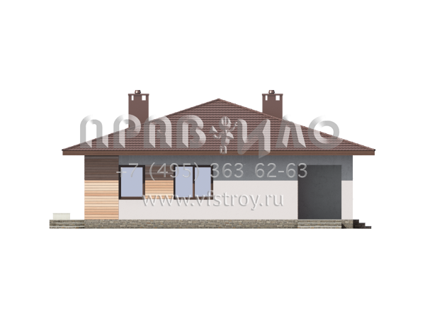 Проект одноэтажного загородного дома из газобетона S7-108 (3-43b)