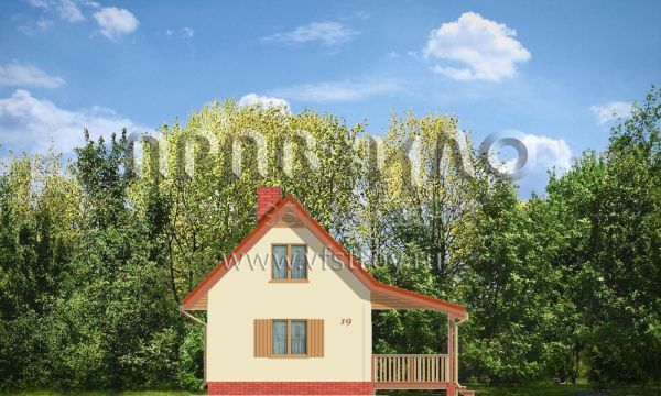 Проект дачного дома с крытой террасой S8-74-2 (Сосенка 2)