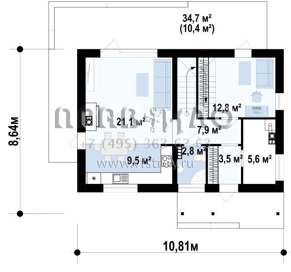 Практичный аккуратный дом с мансардой и удобной функциональной планировкой s3-133 (Z225)