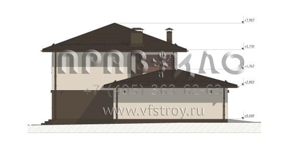 Проект современного дома с гаражом на две машины S-227