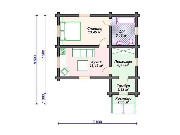 Проект одноэтажного дома S4-45 (ДС-169)