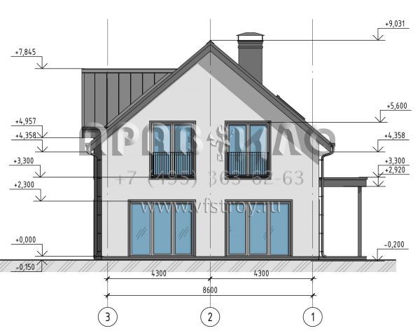 Проект двухэтажного дома из железобетонных панелей SP2-153 (2-153-СК)