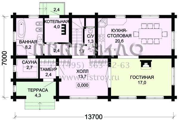 Проект деревянного загородного дома для узкого участка S7-160(1-21)