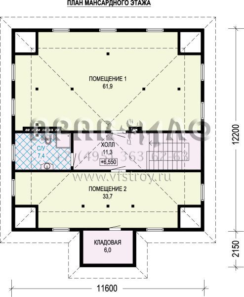 Проект кирпичного трехэтажного особняка с двойным гаражом S7-423 (5-03b)