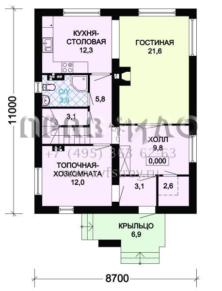 Проект экономичного загородного дома из газобетона S7-146 (3-37)