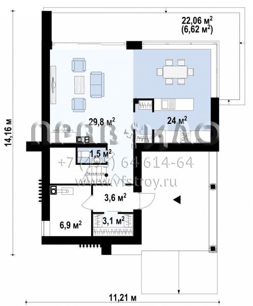 Двухэтажный проект дома для семьи из 4 человек с современным дизайном и навесом для машины S3-147-8 (Zx86)