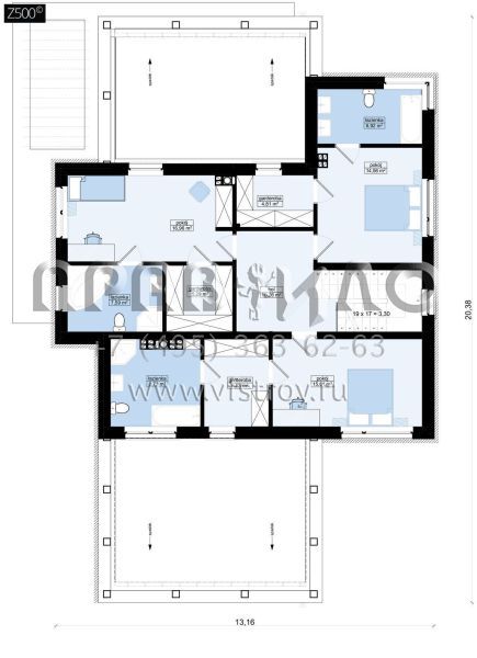 Проект современного двухэтажного дома с баней S3-262 (Zx112 v1)