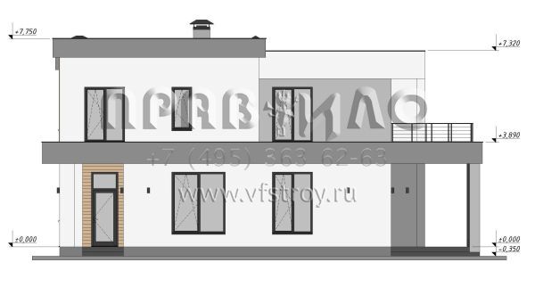 Проект дома в стиле Хай-тек с эксплуатируемой кровлей S-182